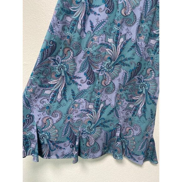 Pendleton Women's Blue and‎ Teal Patterned Floral Silk Wool Blend Dress Size 14 - Picture 3 of 10